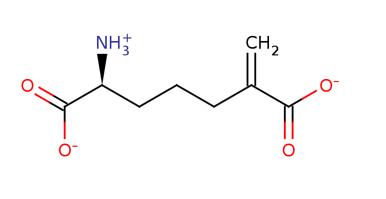 2D structure of L-2-amino-6-methylene-pimelic acid