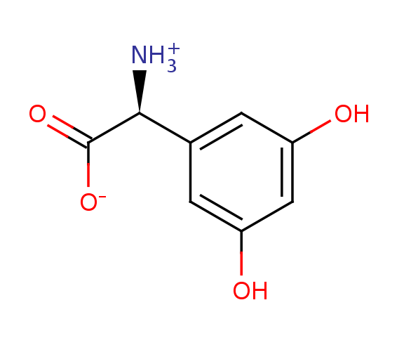 2D structure of (2S)-amino(3,5-dihydroxyphenyl)-ethanoic acid