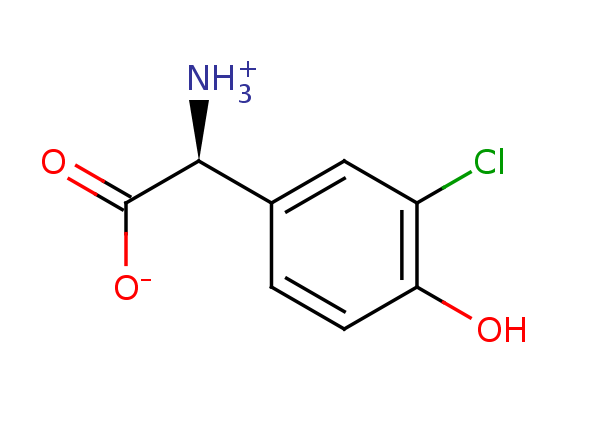 2D structure of 3-chloro-4-hydroxy-phenylglycine