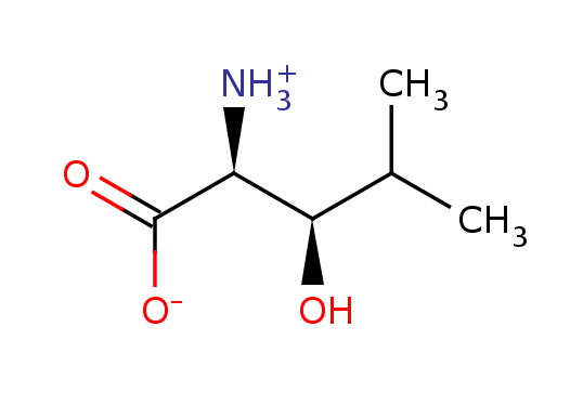 2D structure of (2s,3r)-2-amino-3-hydroxy-4-methylpentanoic acid