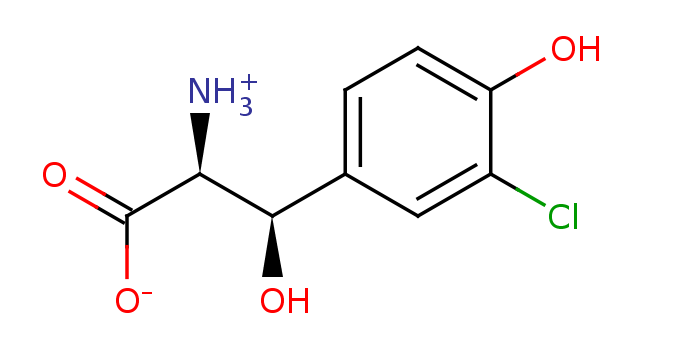2D structure of (betar)-3-chloro-beta-hydroxy-L-tyrosine