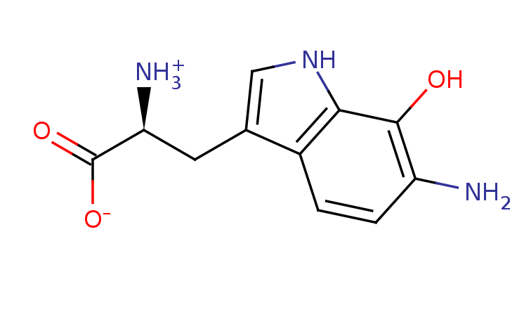 2D structure of 6-amino-7-hydroxy-L-tryptophan